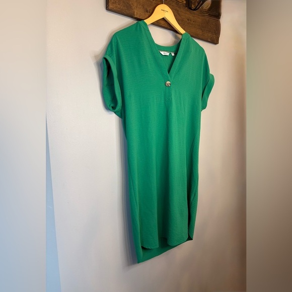 Reitmans Green Tunic Dress with Mandarin Collar and Cap Sleeves size XS - Picture 6 of 14